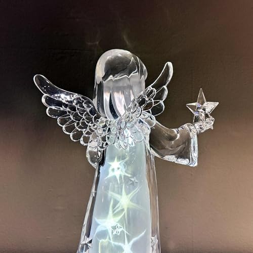 Chérubin en verre acrylique transparent avec éclat led unique
