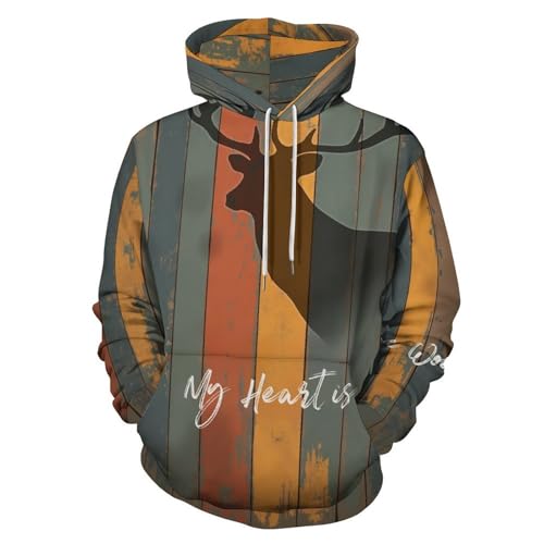 Sweat à capuche cerf 3D homme et femme pull tendance Harajuku d'automne hiver