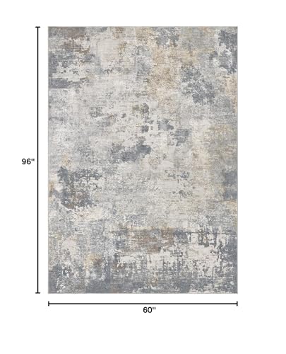 5x8 Area Rug Living Room Rugs - Washable Neutral Modern Abstract Soft Thin Large Rug Indoor Floor No Slip Rug Carpet for Bedroom Under Dining Table Home Office Decor - Blue Grey