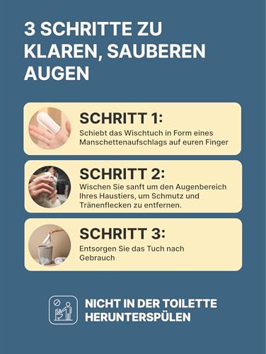 Tränenflecken Wipes für Hunde & Katzen | Finger-Pads | Augenpflege für Hunde und Katzen | Feuchttücher in Fingerbürstenform für Haustiere | Tränenfleckentferner Hund | 35 Stück – Bild 5