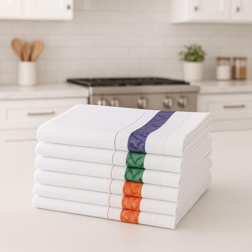 Corredocasa Set da 6 Strofinacci in Puro Cotone Tela Aida 50x90 cm - Canovacci Asciugapiatti Ricamabili da Cucina, Resistenti e Assorbenti, Made in Italy (Verde)