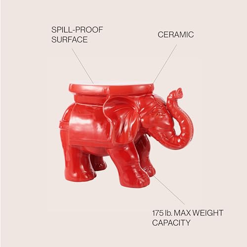 JONATHAN Y White Elephant Ceramic Garden Stool 14.25", Red by JONATHAN Y - Used condition - Image 6