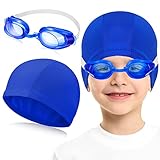 Protección para tus hijos: el kit de natación para niños y niñas es flexible y maleable, el gorro de baño de tela elástica evita que el cabello se vea afectado por el agua; Las gafas para niños están diseñadas para ser fácilmente ajustables; Todos están diseñados para el tamaño de la cabeza de un niño, flexibles y elásticos, sin incomodar la cabeza de su hijo