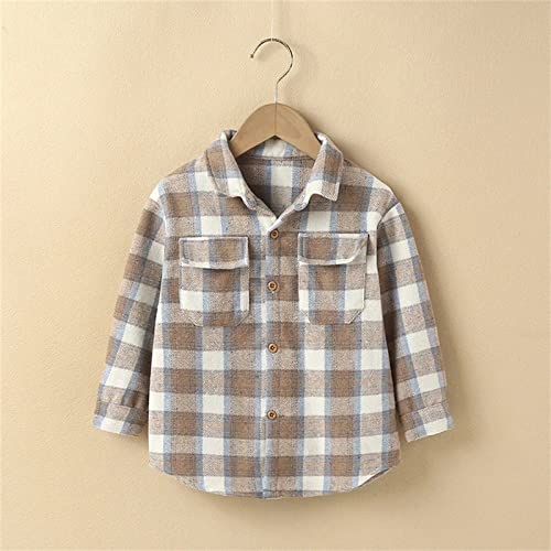 Boys Girls Cute Plaid Shirt Long Sleeve Poplin Flannel Jacket Button Down Casual Pocketed Shirts Birthday Vacation Outfits2
