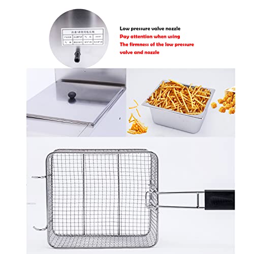 Fryer Kommerzielle LPG-Fritteuse, 10-Liter-Gasfritteuse mit großem Fassungsvermögen, einstellbare Feuerkraft, mit abnehmbaren Körben und Deckel, Gasfritteuse aus Edelstahl 304 in Lebensmitte – Bild 8