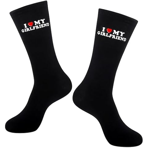 Moyel I Love My Girlfriend Socks Cute Gifts for Boyfriend Funny Boyfriend Gift Ideas on Anniversary Valentines day Birthday Gifts for Him I Heart My Girlfriend Socks for Men Cover