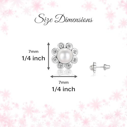 Cherished Moments Girl's Sterling Silver White or Pink Cultured Pearl Button Earring with CZs (Screw Back)4