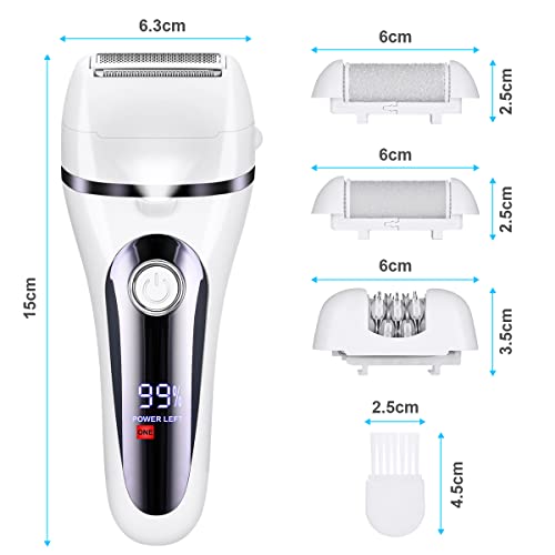 ACWOO Elektrischer Rasierer für Frauen, 4 in 1Epilierer Damen, Aufsätze für Rasierer und Elektrischer Hornhautentferner für Fußpflege, schmerzfreier Haartrimmer für Gesicht, Arm, Bein, Bikinizone - Image 3