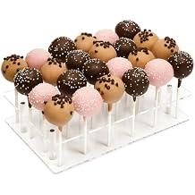 Stockroom Plus Cake Pop Stand - 24-Hole, Clear Acrylic, 9 x 5.9 x 2 in - Cake Pop Holder Rack & Tray - Display for 24 Cakepops on Dessert Table