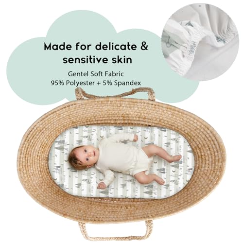 Yoofoss Moses Basket Sheets, Newborn Pram Sheet Fitted for Baby Boy and Girl Crib Baby Bassinet Sheets, Breathable 2 Pack Easy Care - Image 2