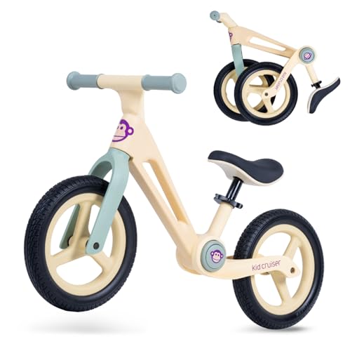 Kidcruiser Compact Laufrad ab 2 Jahre [2 bis 5 Jahren] klappbar & federleicht, verstellbare ergonomischer Sitz & pannensichere 12 Zoll Räder – Balance Bike für Jungen & Mädchen – Pastellgelb