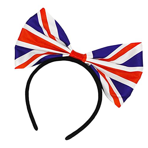 ALLY-MAGIC Union Jack Hairband King Charles III Coronation Souvenir Headband Queens Platinum Jubilee Headband British Flag Bow Hair Hoop Union Flag Head Boppers British Party Decor Y9YGGQDF