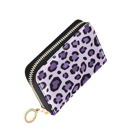 Women's Leopard Credit Card Holder Wallet Leather Zipper Card Case for Ladies Girls 20301171