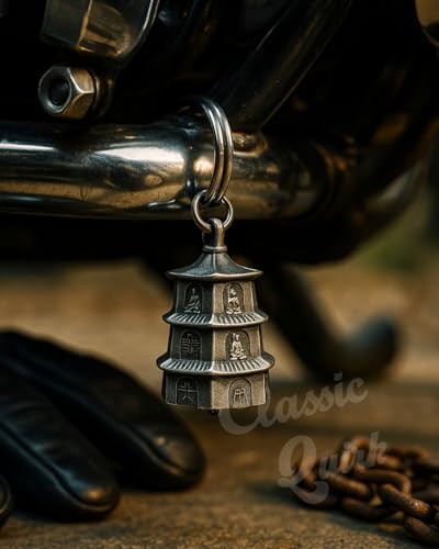 Image of Evil Eye Hooked Guardian Bell Keychain - Protective Lucky Charm Bell with Clip Hook for Bike, Car, Key & Bag | Spiritual Good Luck Talisman Gift
