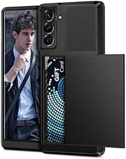 Vunake for Samsung S22 Case with Card Holder Galaxy S22 Phone Case Dual Layer Hybrid Credit Wallet Case Heavy Duty Shockproof Case Armor Bumper Protective Case Cover for Samsung Galaxy S22,Black