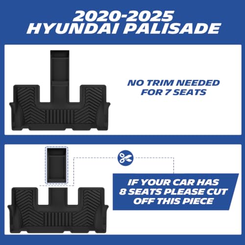 Image of Michelin Vehicle Mats for for 2020-2025 Hyundai Palisade 7 & 8 Seats | All Weather Floor Mats & Backrest & Trunk Liners, Cargo Liner Accessories, Custom Fit, Durable TPE, Non-Slip, 6 PCS, Premier