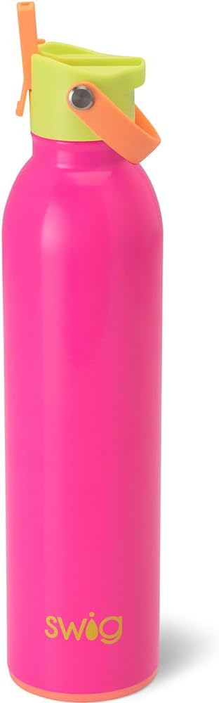 Swig Life 26oz Insulated Water Bottle, Travel Water Bottle with Straw and Lid, Cup Holder Friendly, Stainless Steel (Tutti Frutti)