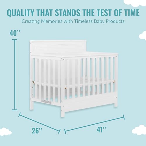Dream On Me Harbor Full Panel 4-in-1 Convertible Mini Crib in White, Water-Based Paint Finish, JPMA Certified, 3-Position Mattress Height Setting, Made of Solid Pinewood - image 3