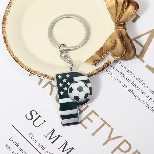 Bag Charms Initial A-Z Letter Keychain Bag Charm Soccer Keychain for Handbags Sports Bag