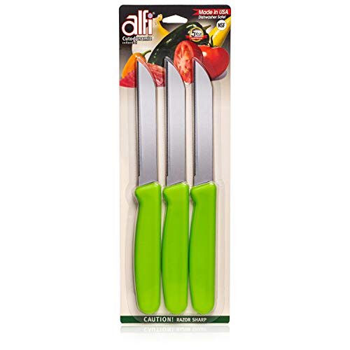 Alfi All-Purpose Knives Aerospace Precision Pointed Tip - Home And Kitchen Supplies - Serrated Steak Knives Set, Made in USA