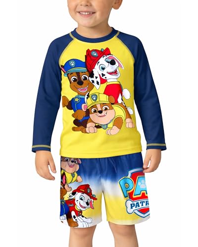 Image of Nickelodeon Paw Patrol TMNT Boys Rash Guard Set UPF 50 Swim Shirts & Trunks