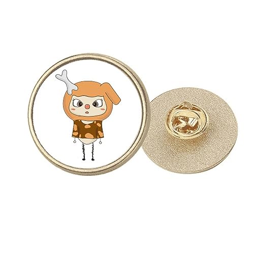 Broche chien métal doré anti trou avec clip rond pour vêtement