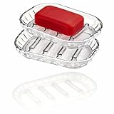 2 Stück Selbstentleerende Seifenschalen, Seifenschale Kunststoff 13 × 8.8 cm,Seifenablage...