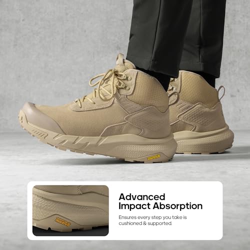 NORTIV 8 Men's Waterproof Military Tactical Work Boots Leather Motorcycle Combat Lightweight Non-Slip Hiking Boots for Men VaporGuard,Size 8,Sand,SNMT246M