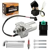 3 Bolt 12 Teeth Starter & Relay & CDI & Spark Plug for 50cc 70cc 90cc 100cc 110cc 125cc Chinese ATV Go Kart Dirt Bike Quad 4 Wheelers， for TaoTao Jonway SunL Roketa SSR Most Chinese Brands (Silver)