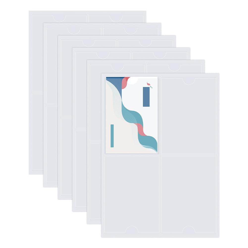 SUPERFINDINGS 24PCS A6 PVC Self-Adhesive Display Pockets Clear Adhesive Index Card Pockets A6 Vertical Peel and Stick Pocket with Top Open 6.3"x4.5" Wall Sticky Sheet Pocket