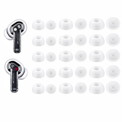 15 pares de puntas para auriculares de reemplazo compatibles con Nothing Ear, Nothing Ear (a) y Nothing Ear (3) | Puntas suaves de silicona con caja de almacenamiento portátil (blanco, S/M/L) miniatura 1