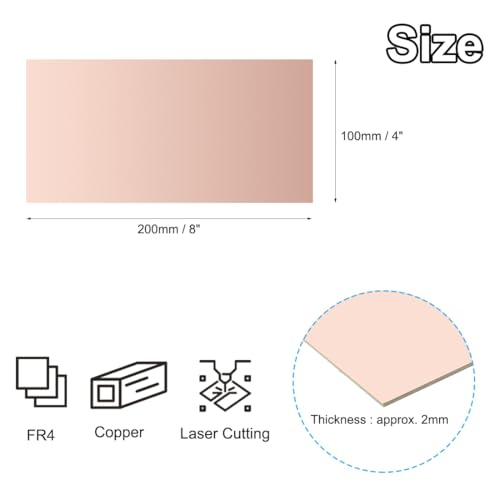 PATIKIL 4x8 Zoll Doppelseitige Kupferkaschierte Leiterplatte PCB 6 Stück 2mm Stärke FR4 Kupferbeschichtete Universelle Schaltungsprototypenplatine Für Ätz DIY PCB Kit