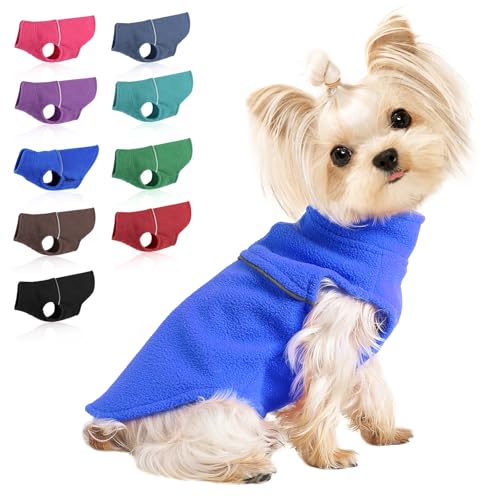Image of Dog Clothes for Small Dogs Fleece Vest Dog Sweater Boy Girl, Warm Pullover Fleece Doggie Jacket, Winter Pet Ourfit Chihuahua Sweater - Yorkie Clothes (Blue, X-Small)