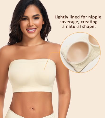 DotVol Women’s Strapless Bandeau Wireless Bra Plus Size Lightly Padded Seamless Tube Top Everyday Bralette2