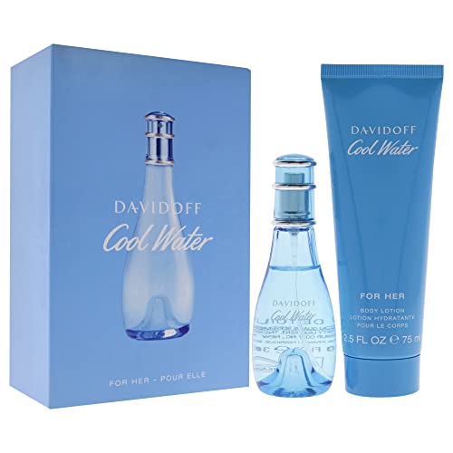 Davidoff Cool Water 1Oz Edt Spray, 2.5Oz Body Lotion Women 2 Pc Gift Set #TOP2