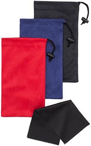 Mamlyn Premium Quality Microfiber Sunglasses Case with Spring Fastener, Bonus Black Blank Cloth