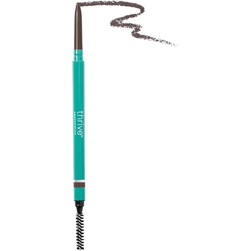 Thrive Causemetics Infinity Waterproof Eyebrow Pencil, Retractable Brow Pencil with Hyaluronic Acid & Shea Butter, Dual Ended Eyebrow Brush Spoolie, Fine Tip, Vegan & Cruelty Free, Serena (Deep Brown)
