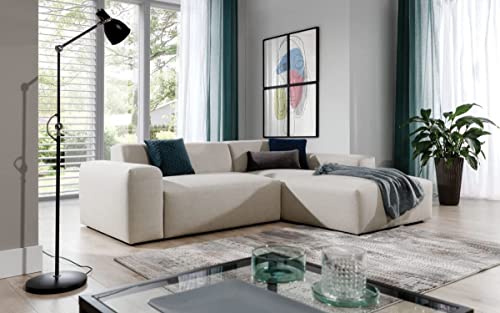 Msofas Zeus Corner Sofa Cream | Corner Sofa | 2 Years Warranty | Lifetime Frame Warranty | (Right Hand Facing)