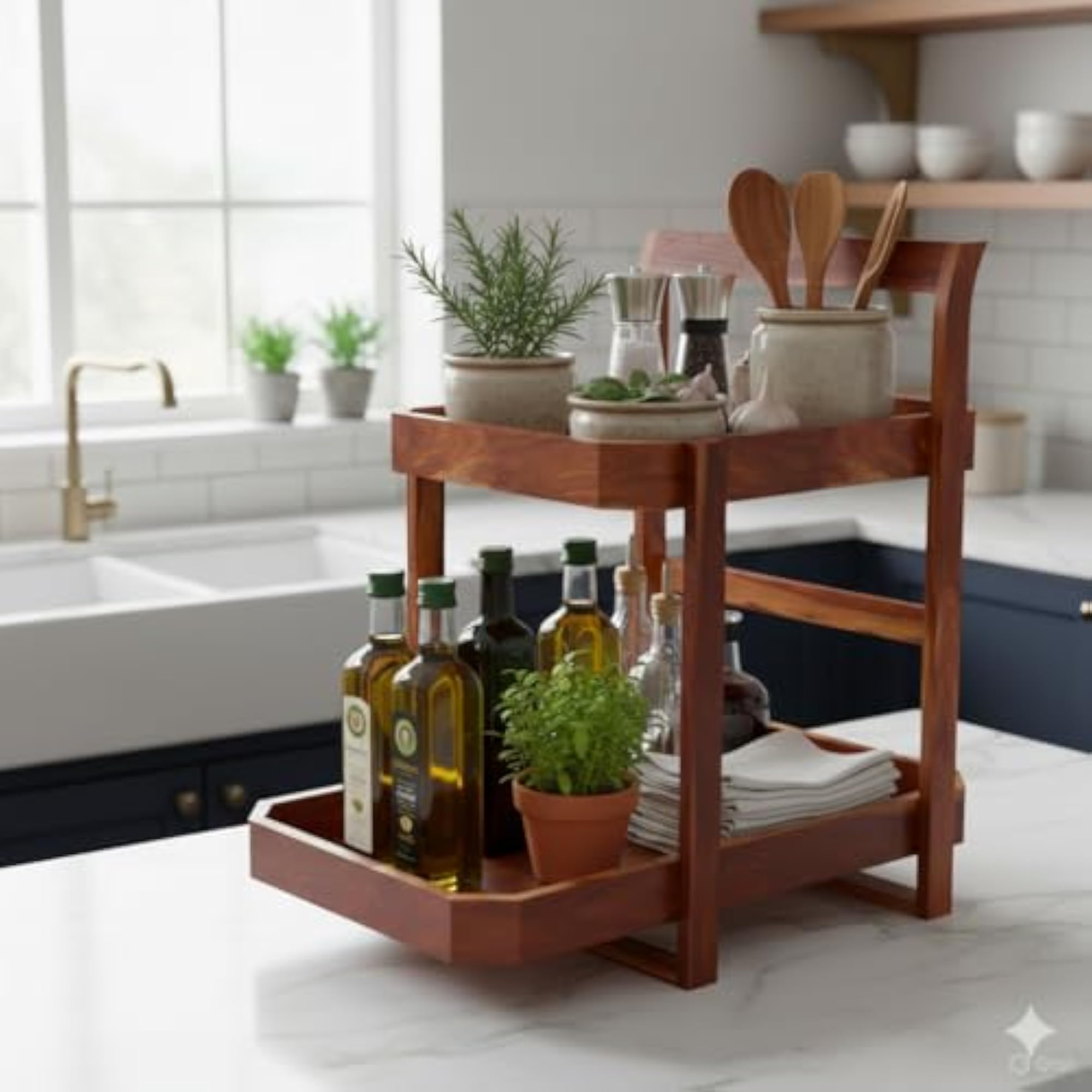 Solid Wood Home & Kitchen Organizer Freestanding Shelf