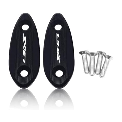 MFGZD Mirror Block Off Base Plates,2 PCS CNC Aluminum Moto Mirror Block Off Plates Compatible with ZX-6R 2009-2012 / ZX-25R 2020-2024 (Black, ZX-6R) Cover