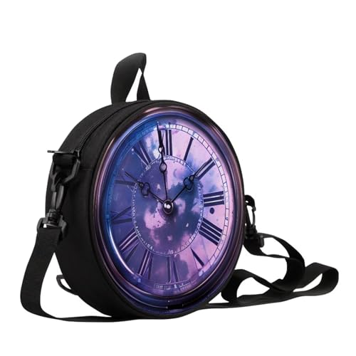 Image of Women Novelty Round Clock Shape Zippered Clock Purses for Women Tote Handbag Shoulder Bag, Gift for Mom Girlfriend