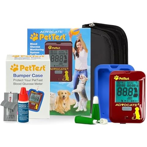Beginner Pet Glucose Monitoring Kit & Blue Bumper Case for Dogs & Cats | Cat & Dog Glucose Monitoring Kit with Classic Glucose Monitor, Test Strips, Safety Lancets, Glucometer Silicone Case, & More Cover