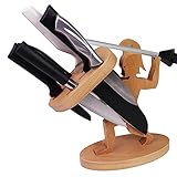 Spartan Knife Block, Unique Knife Holder for Men, Knife Sharpener, and Beech Holder, Unique and Humorous Stabbed Man Design (Knife Not Include)