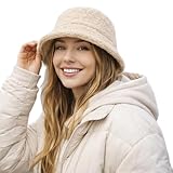 Hatside | Gorro Unisex de Suave Tacto y Acabado Borrego | Fabricado en cálido Material Sherpa | Incluye cordón Interior para un Ajuste Estilo Bucket Hat (Beig)