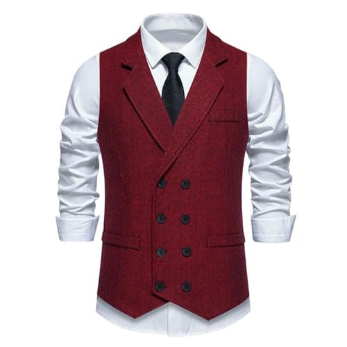 Gilet de costume décontracté vintage en velours côtelé homme sans manches marron
