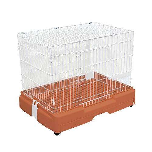 WEIMALL ペットケージ キャットケージ ドッグケージ 1段 引出トレータイプ 犬 猫 天面網付き 幅76×奥行き53×高さ60cm(ブラウン)