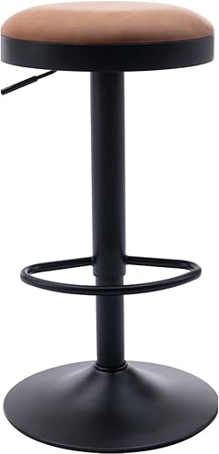 CIMOTA Juego de 1 taburetes de bar redondos giratorios con espalda descubierta ajustable, taburete de bar moderno industrial de piel sintética para