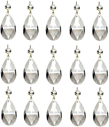 Aiskaer 15 Pieces Clear Teardrop Crystal Chandelier (Gold Pinning,Angel Tears Series)