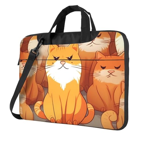 Sac à bandoulière pour ordinateur portable orange avec motif chats mignons