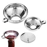 Einmachtrichter,Küchenwerkzeug aus Edelstahl,2-teiliges Set Trichter mit breiter Öffnung und Sieb | Zum Einkochen, Kochen, Backen, für Marmelade & Öl, Zucker, Mehl, Pulver & Körner, Flüssigkeiten